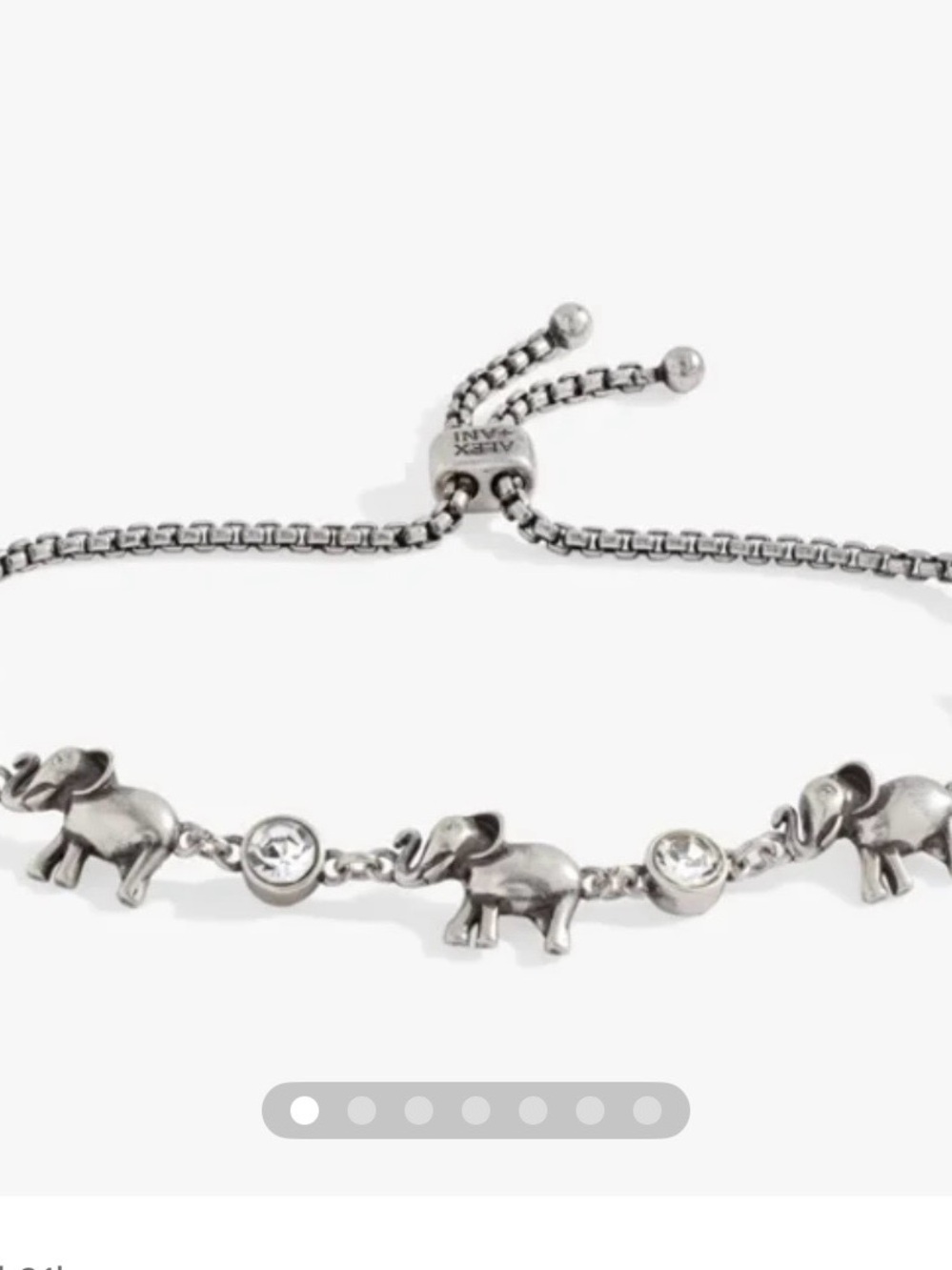 Alex and Ani Silver Elephant Crystal Slider Bracelet